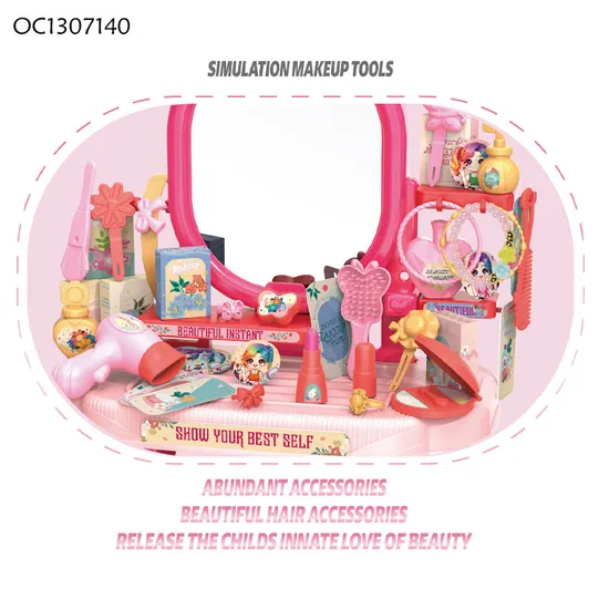 Wholesale Portable Cosmetic Fashion Makeup Pretend Beauty Gift Girls Dressing Table Toy