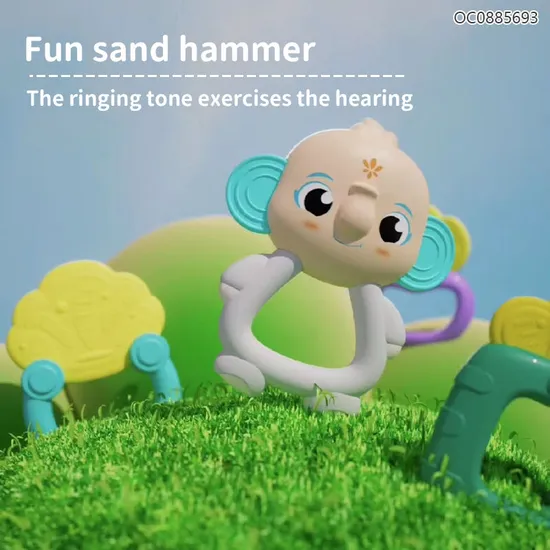 Noise Maker Sensory Toys Soft Ring Rattles for Babies Soft Toy 0 to 12 Months Toy with Elephant Storage Box