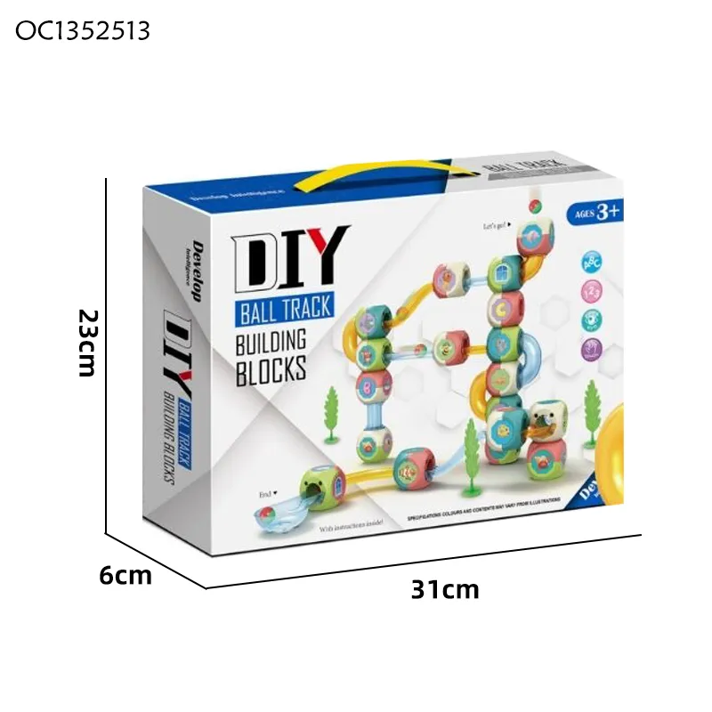 Wholesale Popular DIY Educational Montessori Rolling Ball Run Block Race Track Big Plastic Building Block Toys for Kids