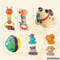 Squishy Mini Rubber Animals Bath Toys Baby Hanging Noise Maker Hand Bell Rattle Toy for Newborn Crib Toys Car Hanging