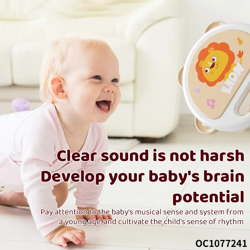 Cartoon Lion Hand Shake Rattle Drum Musical Montessori Sensory Toys for 0-6 &amp; 6-12 Months Wholesale in China Baby Instrument