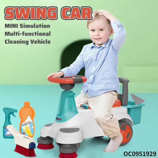 Girls Pretend Play & Preschool Gaming Cleaning Tool Toy for Kids Swing Car Ride
