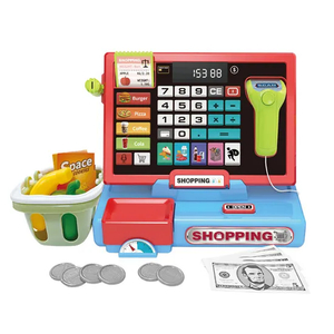 Plastic Shopping Basket Supermarket Game Toy Miniature Cashier Machine Cash Register Toy for Kids