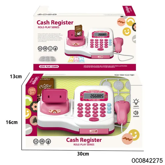 Electronic Cash Register Checkout Play Toy Supermarket Simulation Cash Register Toy with Scanner
