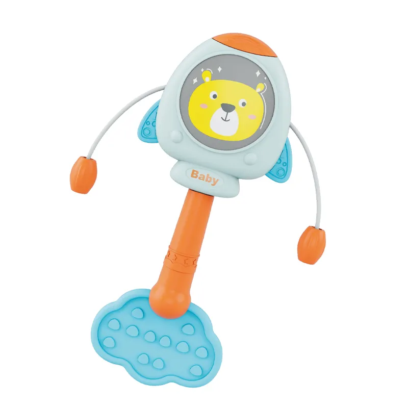 Wholesale Montessori Baby Hand Shake Rattle Teether Silicone Chewing Plastic Baby Toy
