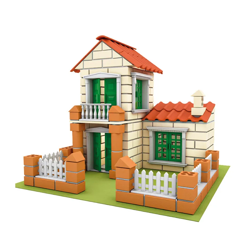 Wholesale Educational Montessori 3D Creative House and Educational Plastic Building Blocks Kids Learning Toy for Children