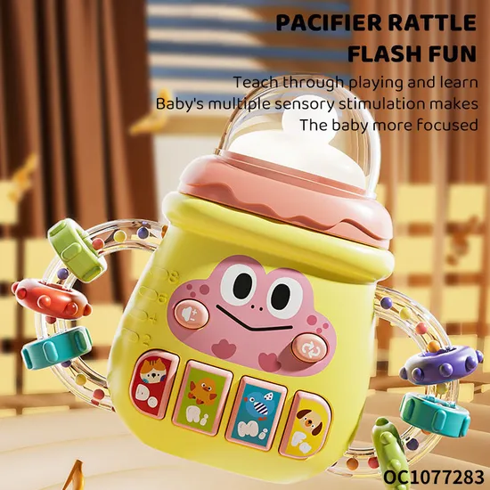 Wholesale 2in1 Baby Sensory Toys Rattle Plastic Electric Baby Teether Silicone Chewing Toy for Baby Toys with Music