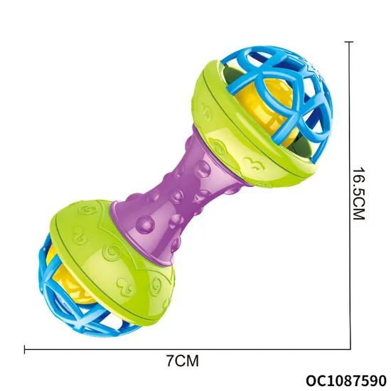Wholesale Sensory Toy Infant Toddler Chewable Handheld Toys Silicone Rattle Plastic Baby Teether Toy