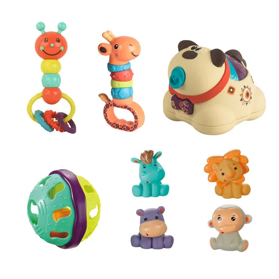 Squishy Mini Rubber Animals Bath Toys Baby Hanging Noise Maker Hand Bell Rattle Toy for Newborn Crib Toys Car Hanging