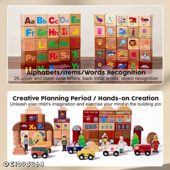 Wholesale 2025 New Animal-Themed Montessori Educational Building Block Set Wooden Balance Toys