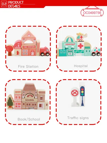 Wholesale Montessori Educational Wooden City Children's Building Block Set for Kids
