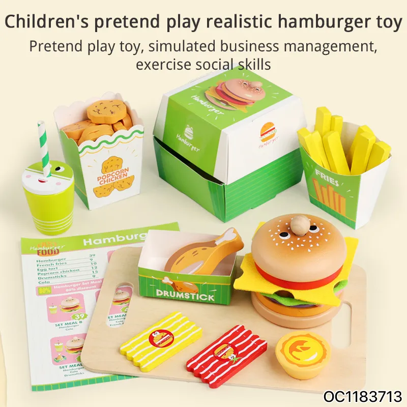 Wholesale Funny Role Play Big Pretend Plastic Play House Preschool Children Wooden Fast Food Kitchen Cooking Toys Set