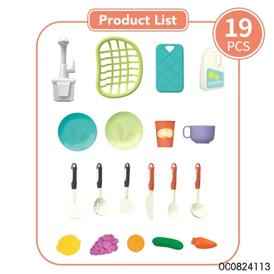 Wholesale Pretend Play Vegetable Washing Tableware New Vegetable Fruit Food Spray Sink Kitchen Toy for Kids