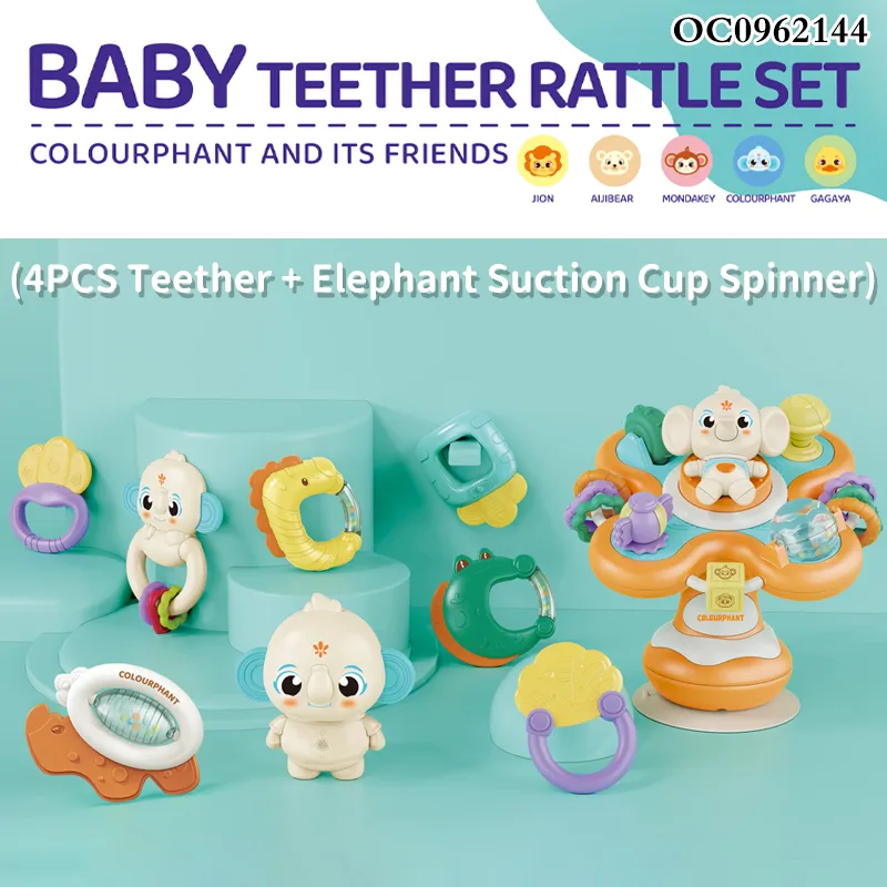 Wholesale Montessori Lovely Sensory Chew Silicone Rattle Teether New Born Baby Hand Music Toys