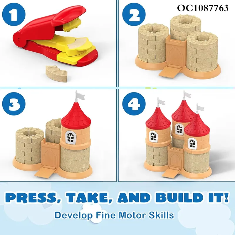 Wholesale 3D House Construction Materials Modeling Summer Sand Plastic Kids Magic Sand Castle Building Blocks Toy Set