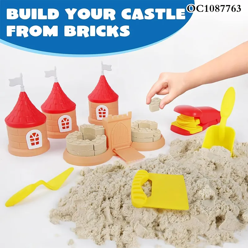 Wholesale 3D House Construction Materials Modeling Summer Sand Plastic Kids Magic Sand Castle Building Blocks Toy Set