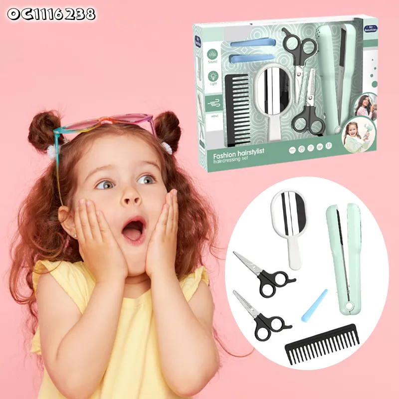 Portable Electric Hair Styling Tools Straightener Haircut Kits Kids Hair Salon Beauty Set Beauty Fashion Toys Girls Tool Toys