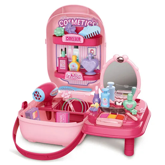 Wholesale Princess Fashion Beauty Cosmetic Portable Make up Box Kid Toys for Girl
