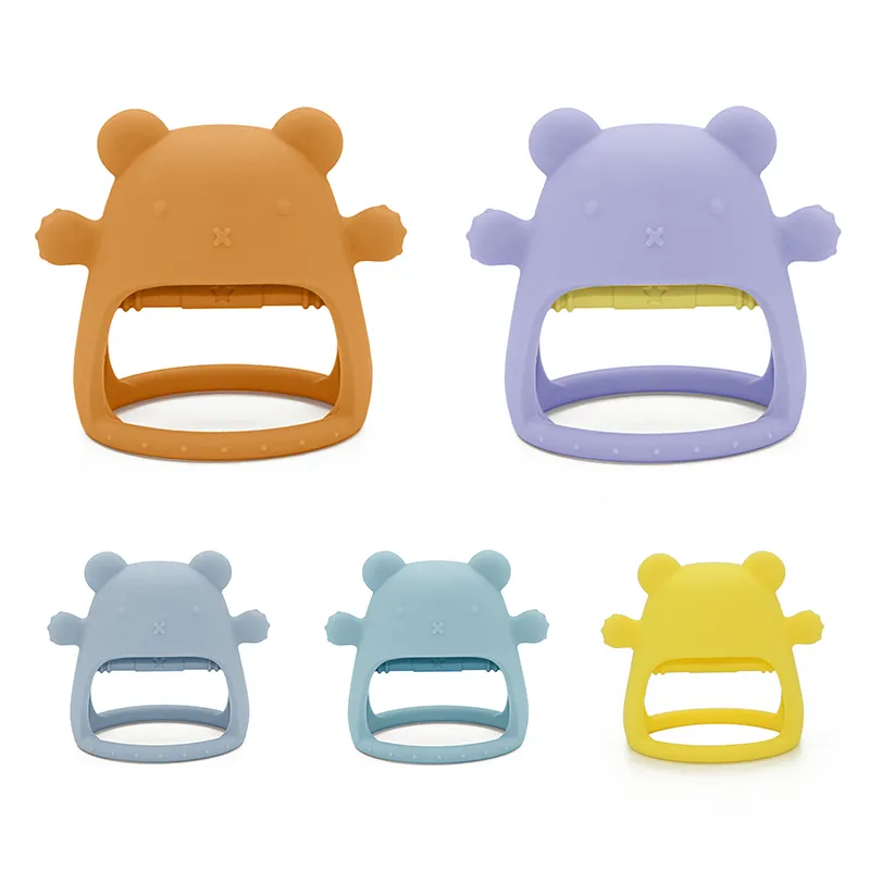 Anti Dropping Non-Toxic Wrist Hand Shake Animal Bear Shape BPA Free Rattle Sensory Teething Toy for Baby 3-12month Age