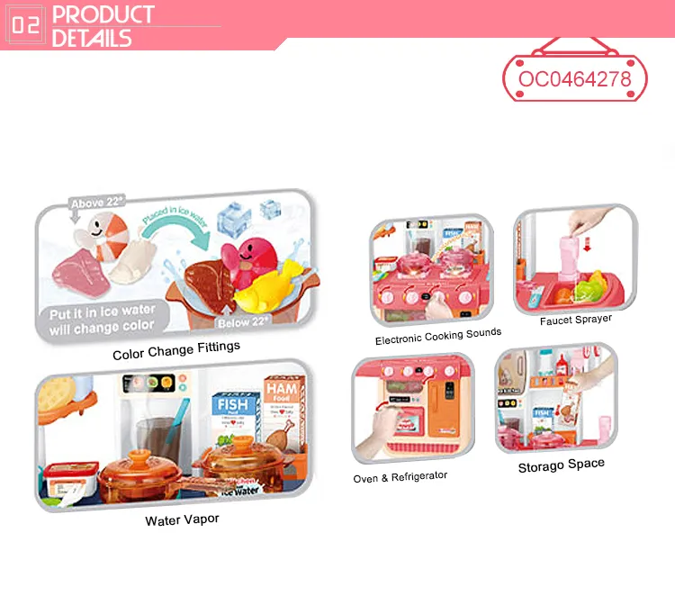 Wholesale Pretend Play Plastic Big Pink Plastic House Educational Kitchen Toys Gift Set for Kids