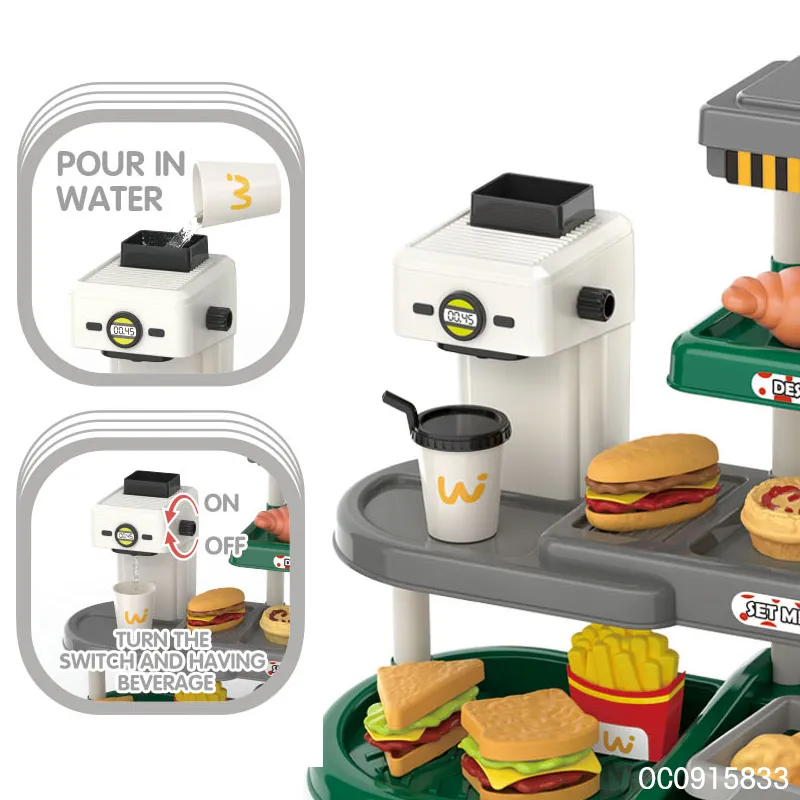 Wholesale Funny Pretend Play Children's Plastic Mini Kitchen Fast Food Shop Toys