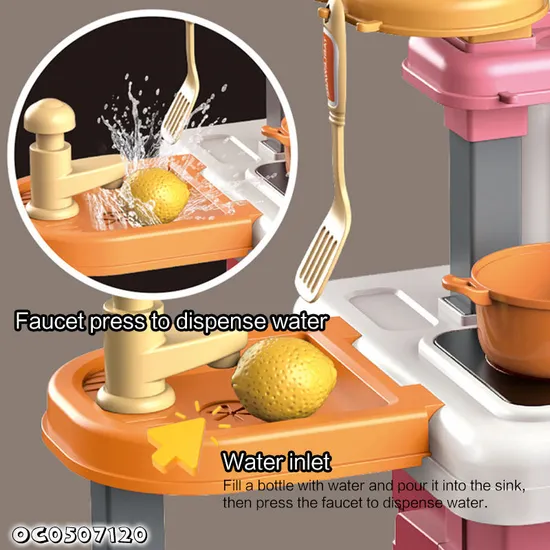 Wholesale 3in1 Plastic Toy Cooking Vegetable Fruit Food Food Pink Children's Plastic Kitchen Toys