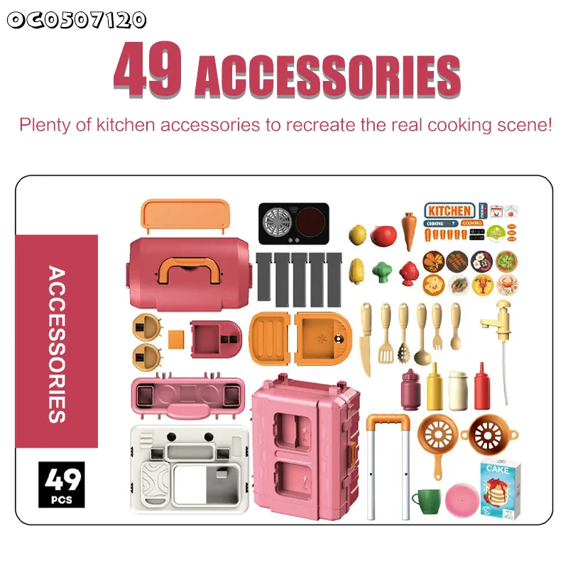 Wholesale 3in1 Plastic Toy Cooking Vegetable Fruit Food Food Pink Children's Plastic Kitchen Toys