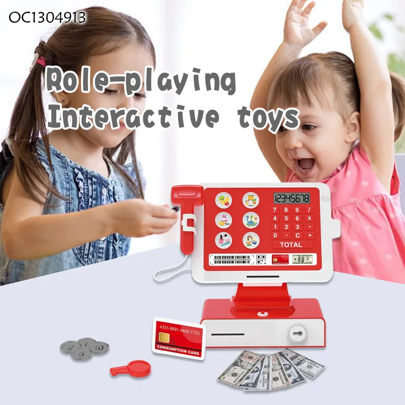 Kids Home Toy Supermarket Bill Checkout Counter Toys Play Role Playhouse Modern Electronic Cash Registers Toy for Kids