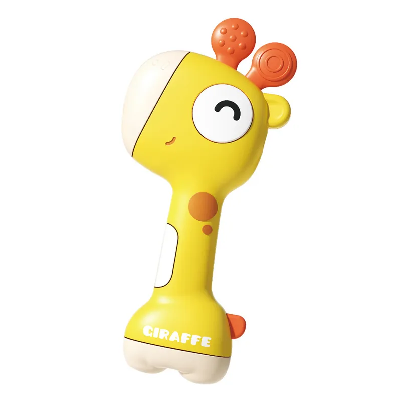 Wholesale Montessori Musical Rattle Sand Giraffe Soft Baby Teether Silicone Chewing Toy