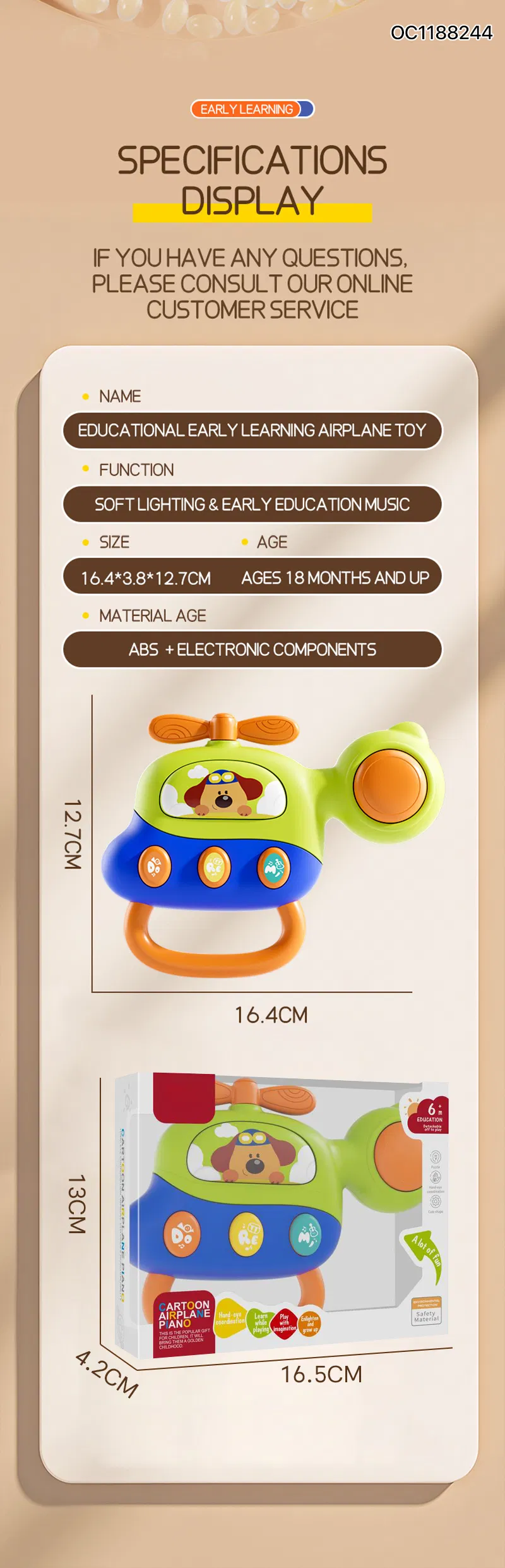 Educational Learning Toy Montessori Grasping Hand Bell Kids Toy Customized Non Toxic Plastic Baby Rattle Set Toys with Music