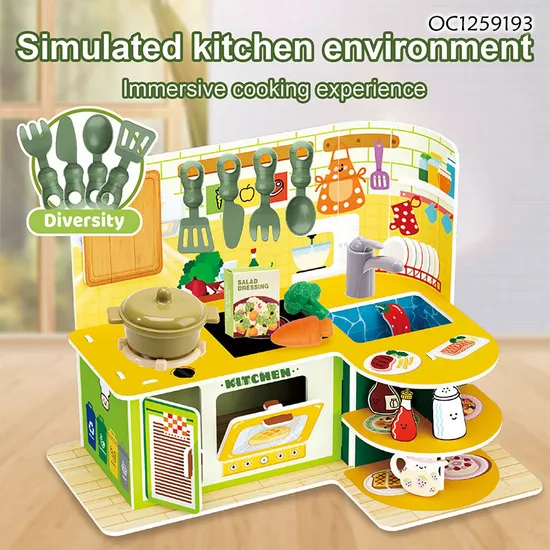 Wholesale 3D Model Educational Spray Kitchen Plastic Children House Play Set for Kids