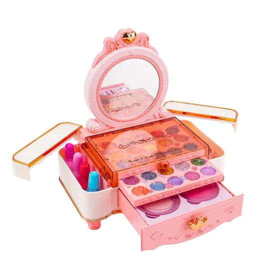 Wholesale Nail Polish Kids Fashion Makeup Kit Gift for Girl Real Make up Sets Full Box Toy with Mirror
