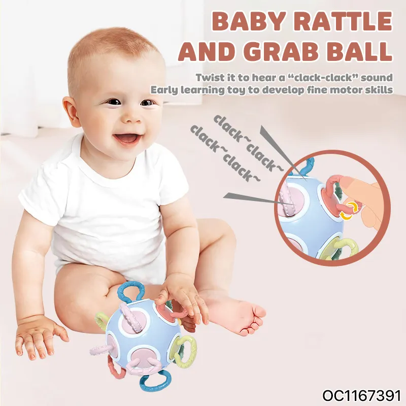 Wholesale Teether Educational Sensory Soft Montessori Ball Rattle Gift Set Silicone Baby Toy
