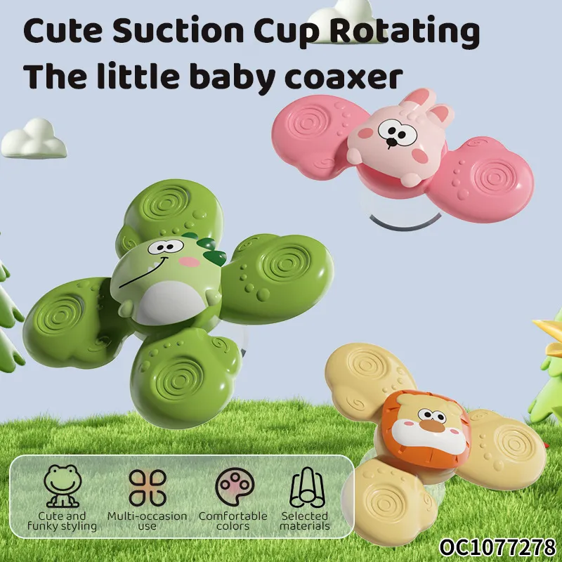 Baby Montessoris Silicone Spinning Bath Toys Bathing Sucker Sensory Toy Rotating Rattles Early Educational Fidget Toy