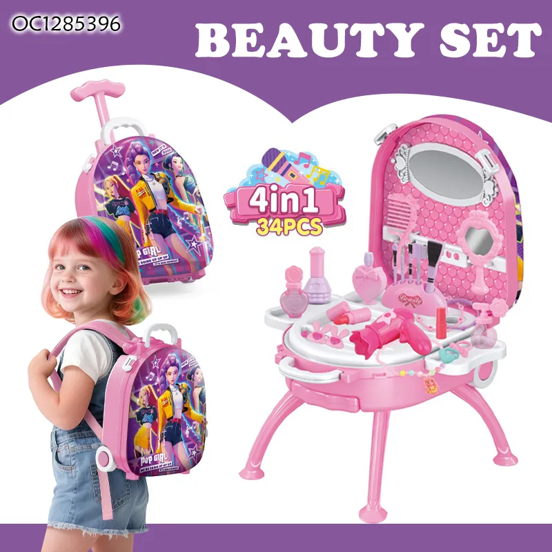 Wholesale Mirror Dresser Children Make up Pretend Beauty Kit Fashion Product Kids Makeup Nail Set Toys for Girl
