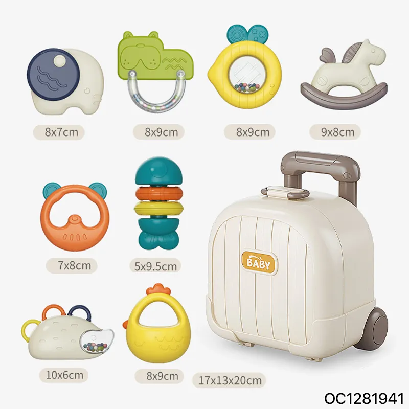 Wholesale Food Grade Silicone Rattle Toy Cartoon Animal New Born Baby Teether