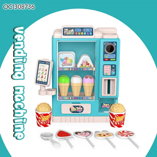 Supermarket Pretend Play Fruits and Vegetables Cutting Mini Vending Machines Pretend Plastic Shopping Cart Toy Wholesale
