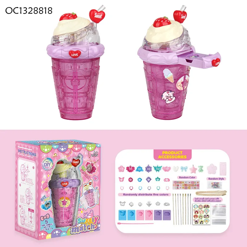 DIY Pink Jewelry Box Fashion Girl Makeup Making Ring Ideas Mini Cosmetic Make up Toys for Girls