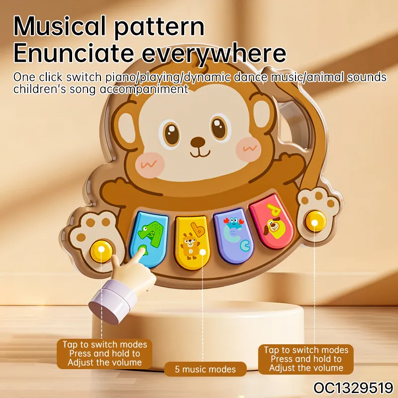 Wholesale Montessori Cute Cartoon Animal Monkey Baby Soothing Toys Set Electric Educational Musical Piano Keyboard for Wholesale