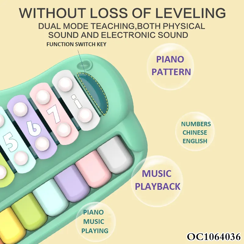Wholesale Educational Intellectual 2 in 1 Baby Montesori Sensory Keyboards Music Electronic Piano Xylophone Musical Instrument Toy