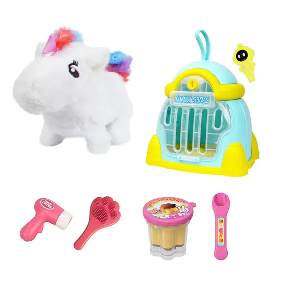 Wholesale Customized Walking Pretend Play Pet Custom Cute White Plush Electric Rocking Horse Stuffed Animal Toy