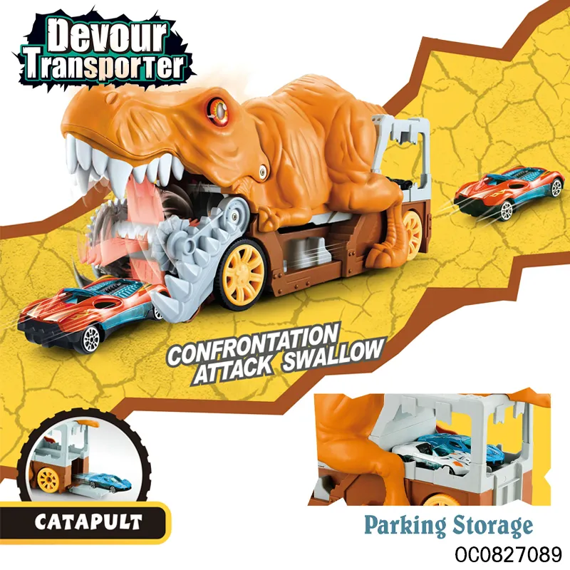 Wholesale Diecast 2PCS Alloy Mini Car Big Dinosaur Electric Toy Cars Set Kids with Light and Music