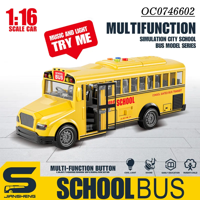 Wholesale Miniature Mini Car Friction School Bus Baby Music School Bus Toy Model for Kids with Light Sound