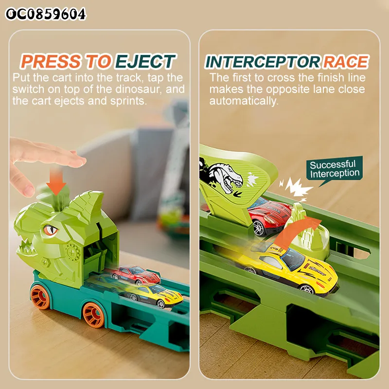 Wholesale Diecast Dinosaur Trucks Race Rail Car Track Children's Toy Kids Alloy Car Set