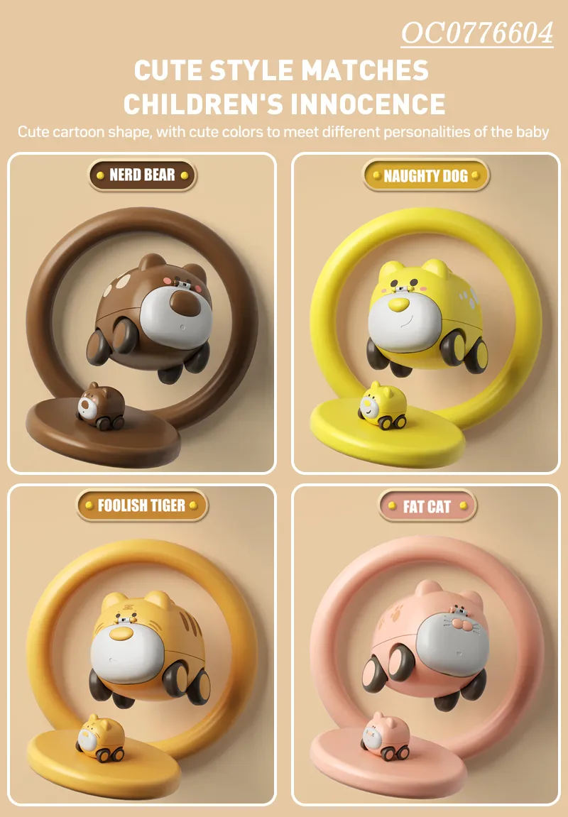 Wholesale 2PCS Cute Animal Friction Construction Plastic Mini Car Toy Set