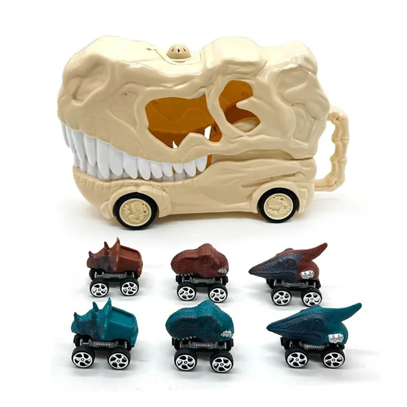 Wholesale Plastic Miniature Dinosaur Model Freewheel Toys Dinosaur Mini Cars Set for Children Kids with Light and Sound