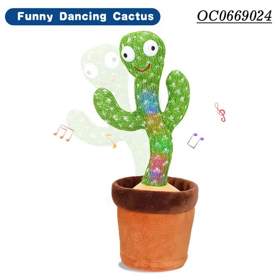 Wholesale Electronic Cute Cactus Baby Plush Dancing and Singing USB Charging Toy for Kids