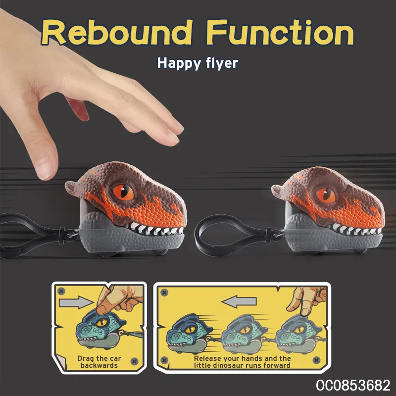 Wholesale Plastic Head Key Chain Pull Back Dinosaur Car Toys for Kids