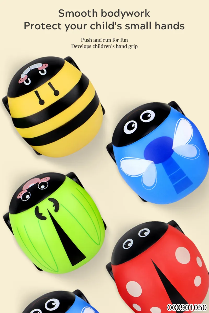 Wholesale 12PCS Plastic Insects Mini Double Pull Back Diecast Cute PC Model Toy Car for Baby Play