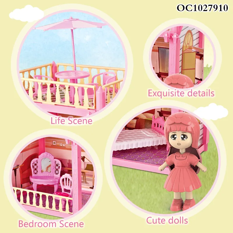 Wholesale Plastic Doll House Kitchen Miniatures Dream Dollhouse for Girls Pretend